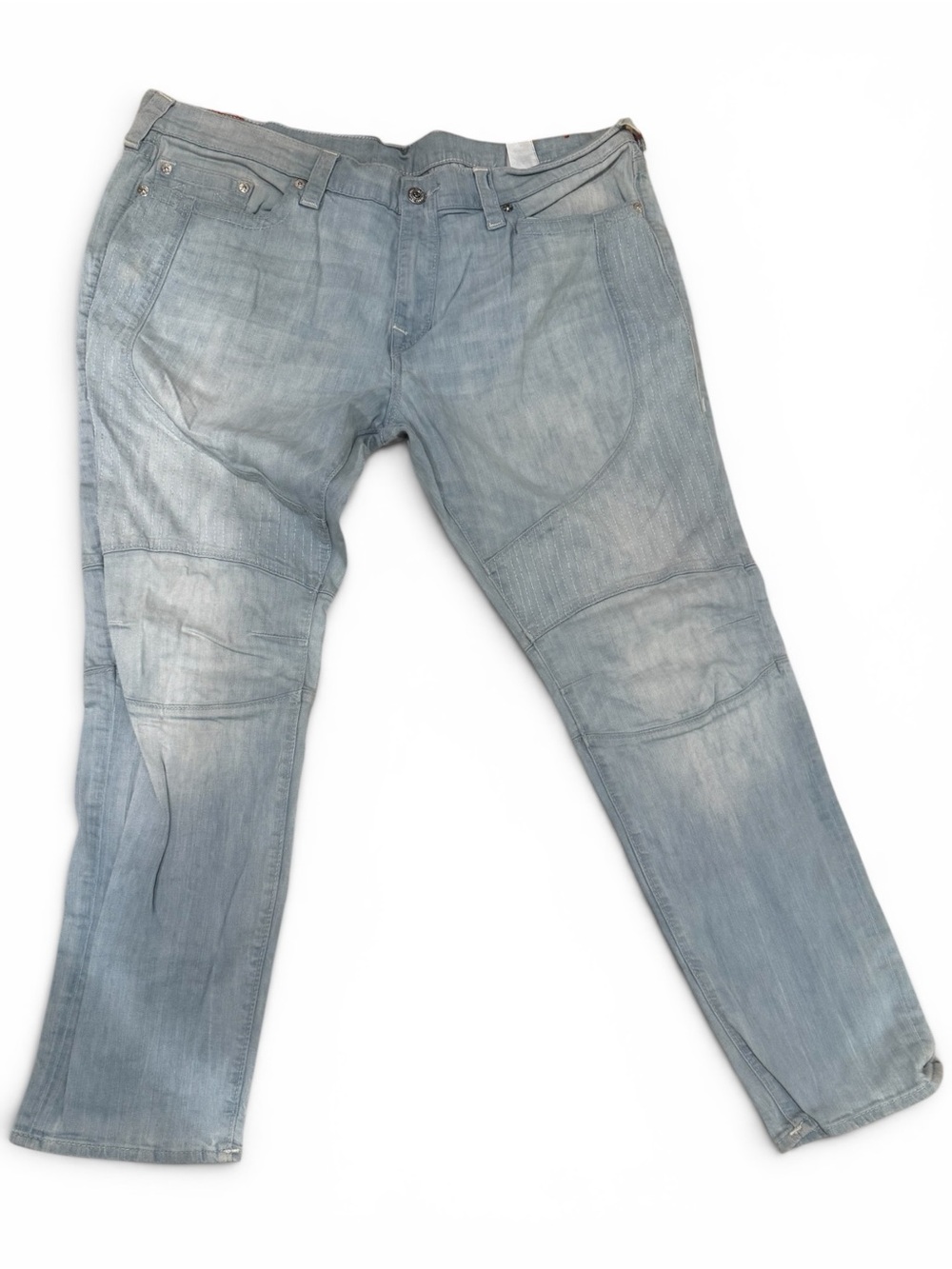 True Religion Men's Light Wash Geno Relaxed Slim Jeans 42/32 PreOwned